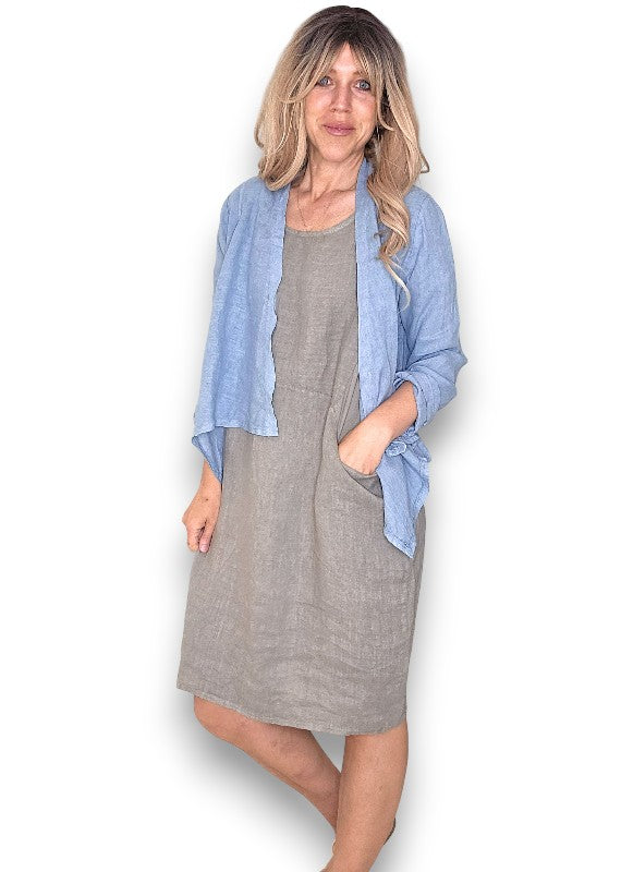 Petrol Plain Angled Cover Up Jkt