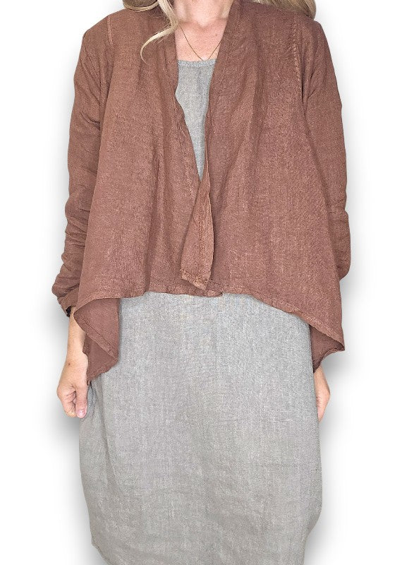 Coffee Plain Angled Cover Up Jkt