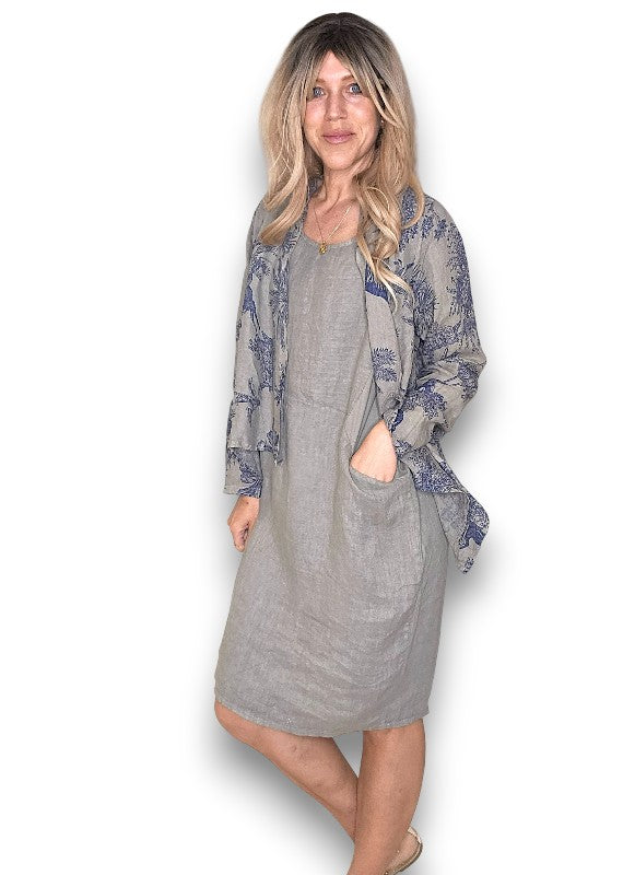 Mocha French Toille Angled Cover Up Jkt