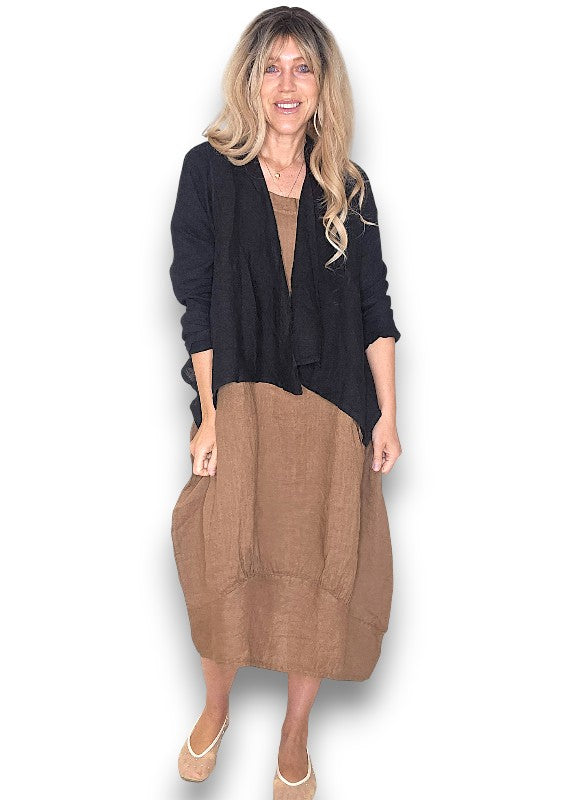 Black Plain Angled Cover Up Jkt