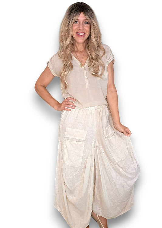 Beige Normandie Linen Pants