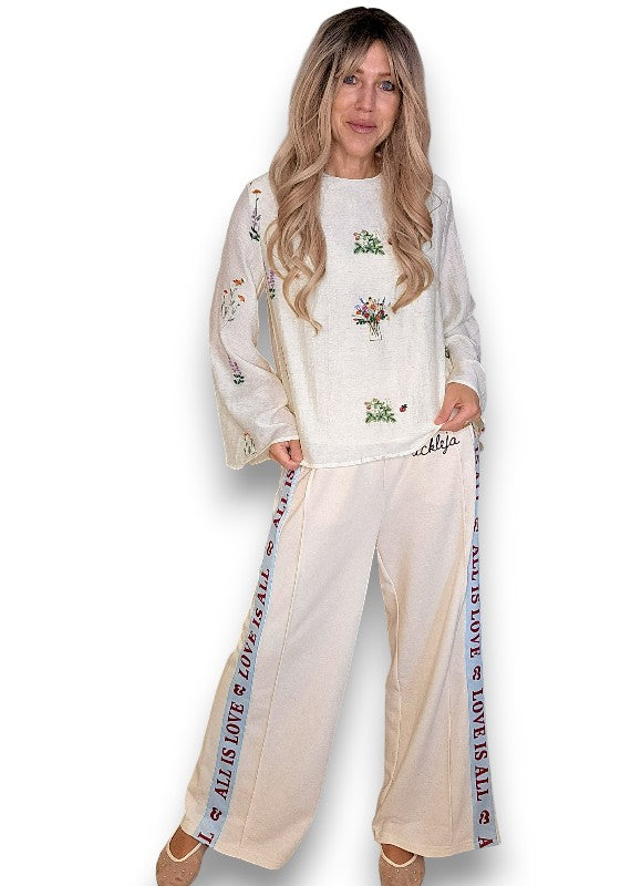 ACKLEJA Ivory Doily Trumpet Top