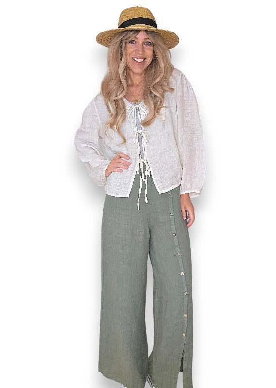 Forest Front Row Button Sailor Pant