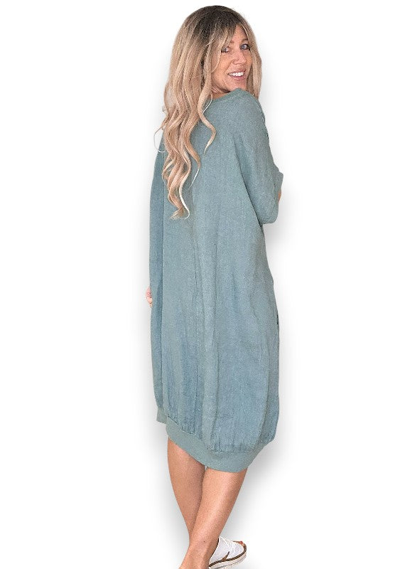 Forest Plain Elastic Hem Dress