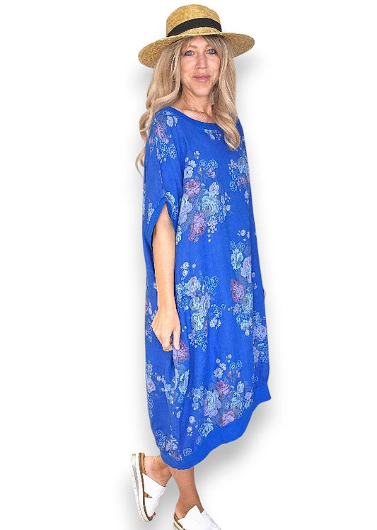 Cobalt High Tea Elastic Hem Dress