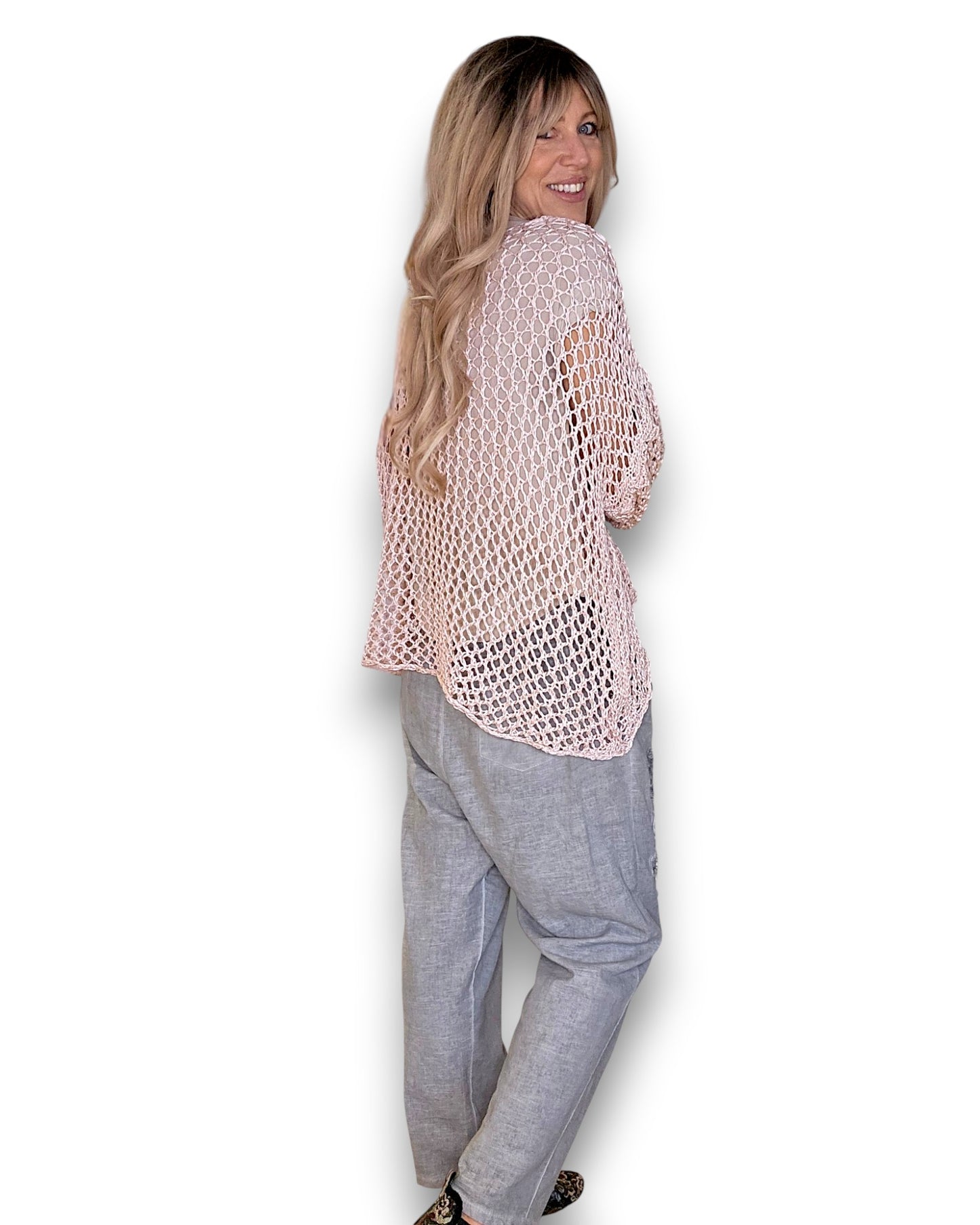 Baby Pink Crochet Star Knit