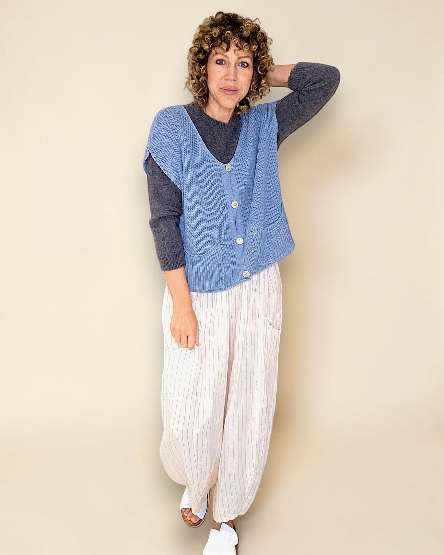 Petrol Pure Cotton Knit Vest