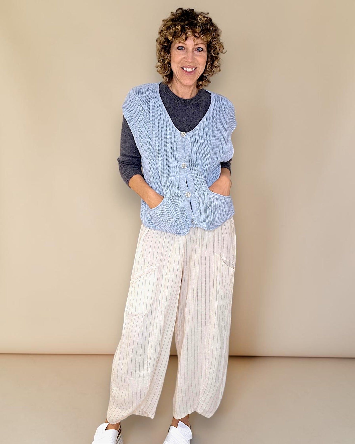Baby Blue Pure Cotton Knit Vest