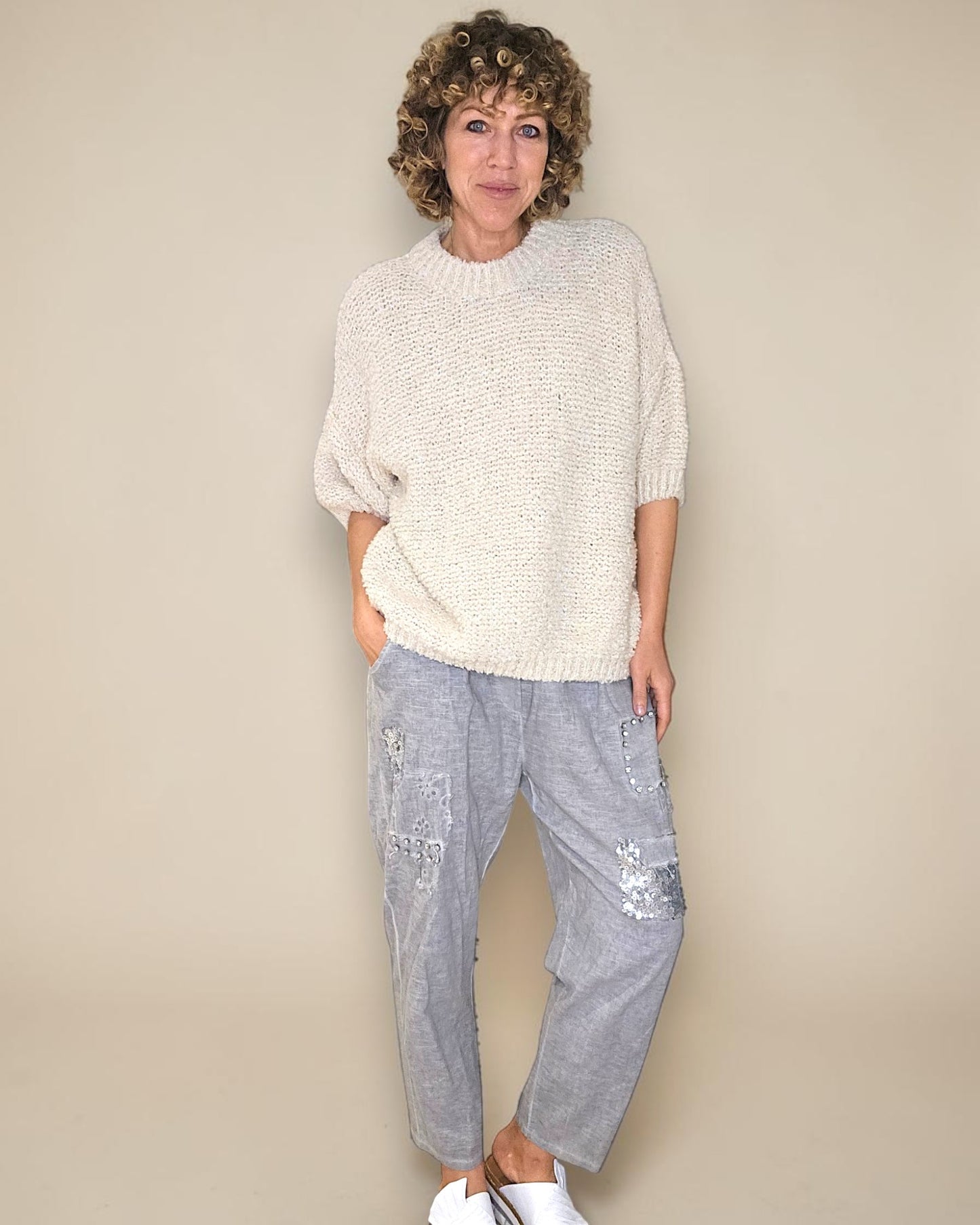 Vanilla Chenille Wool Blend Babydoll Sweater