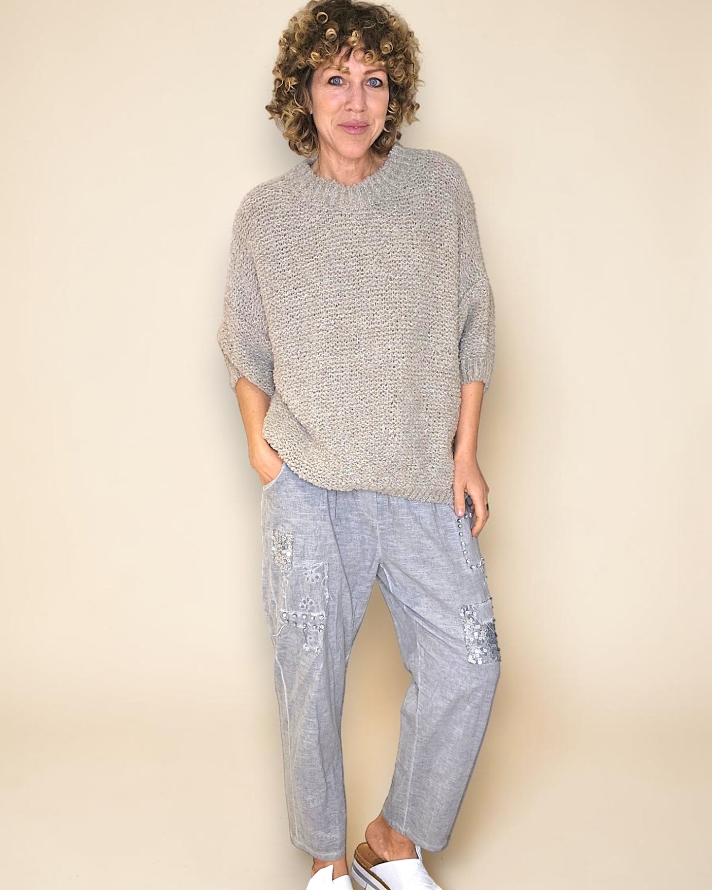 Mocha Chenille Wool Blend Babydoll Sweater