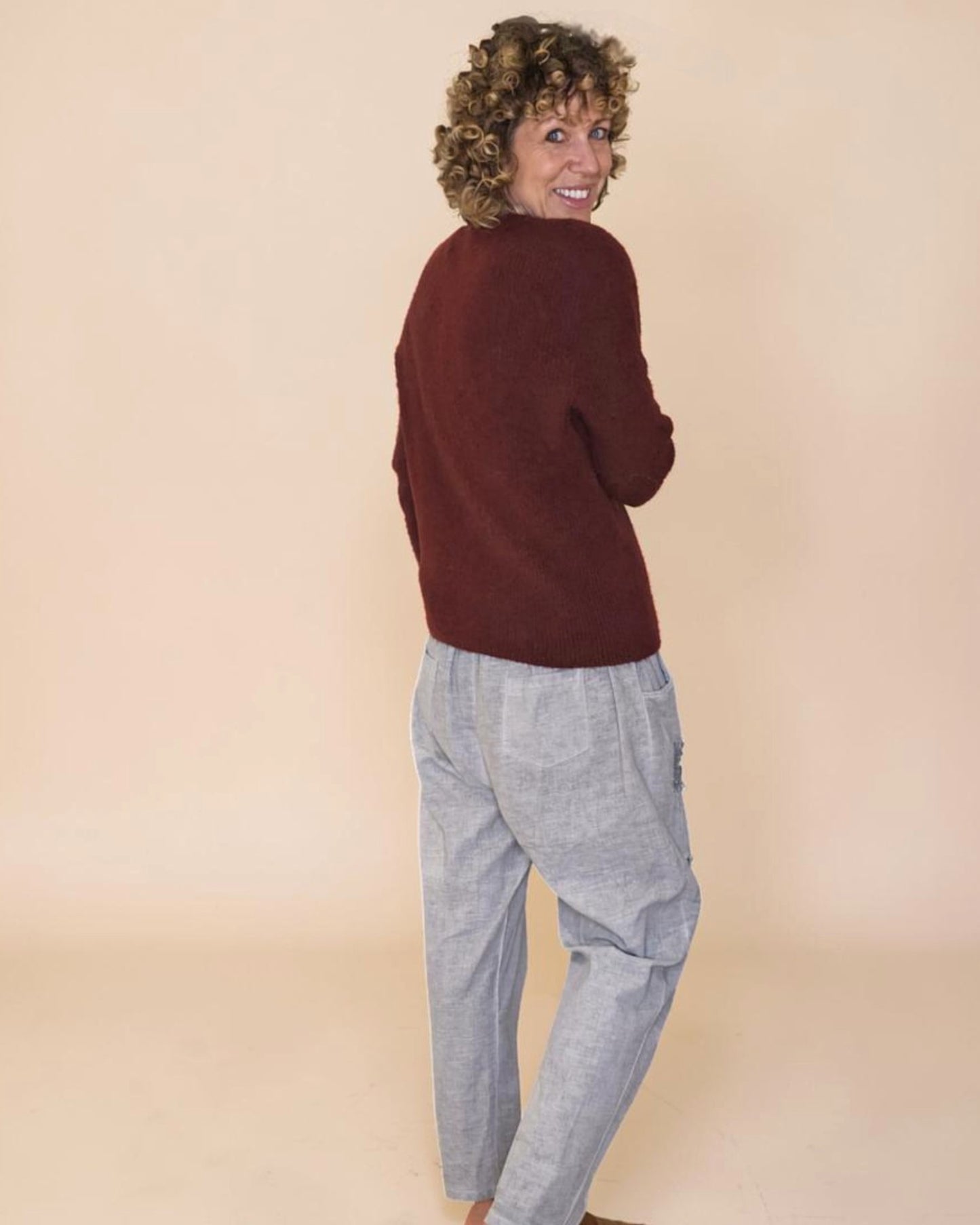 Wine Red Rib V-Neck Best Basics B. Alpaca Blend Sweater