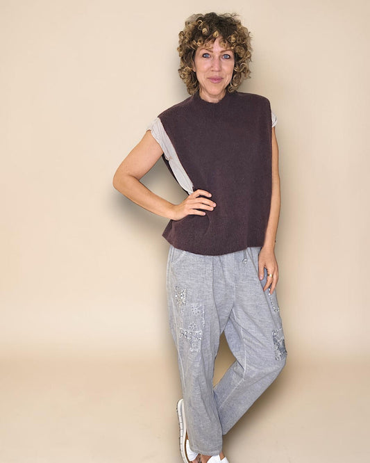 Drk Coffee Cowl Vest Baby Alpaca Blend Knit
