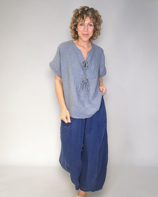 Grey Deux Button Top