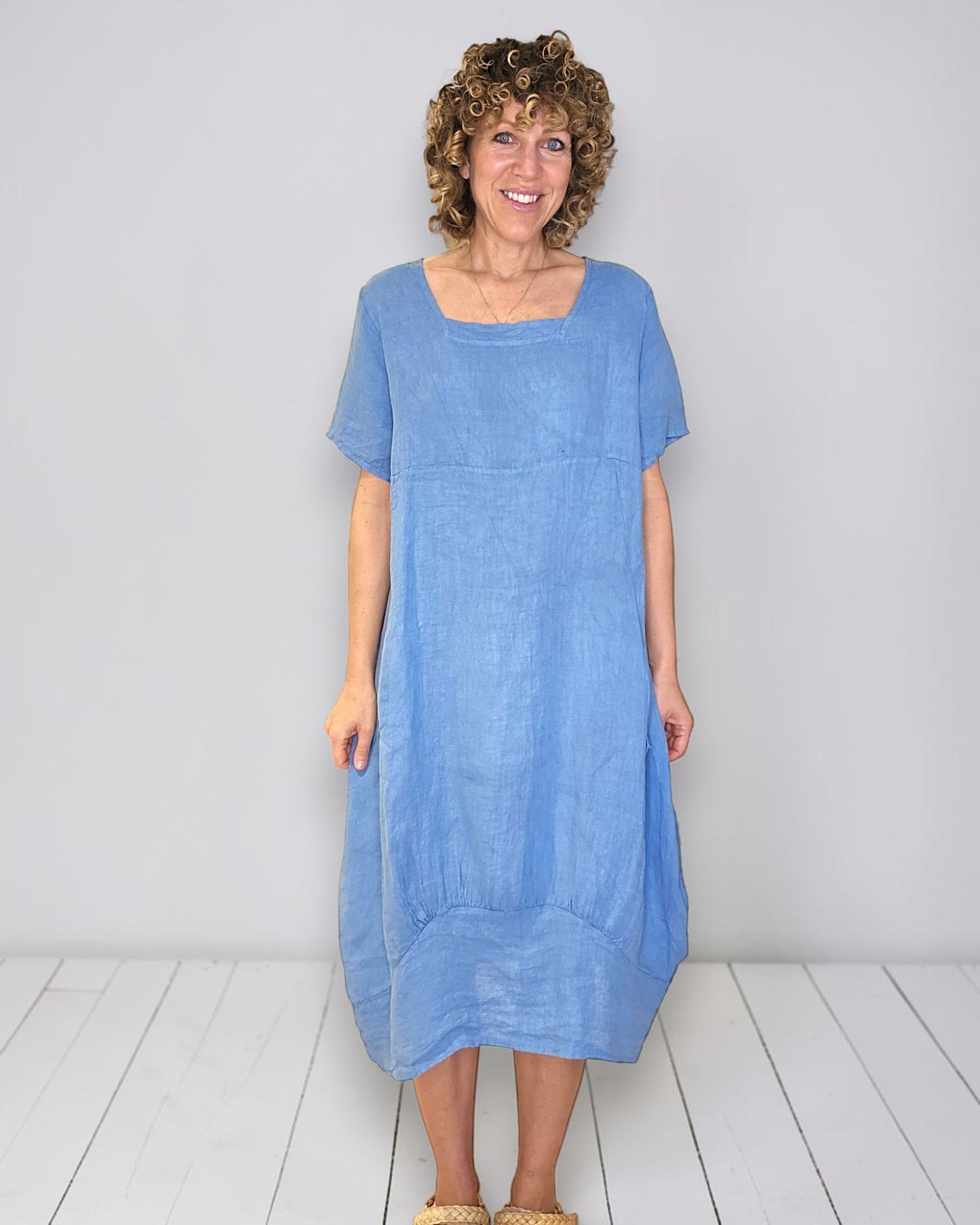 Sky Blue Mid Sleeve Maxi