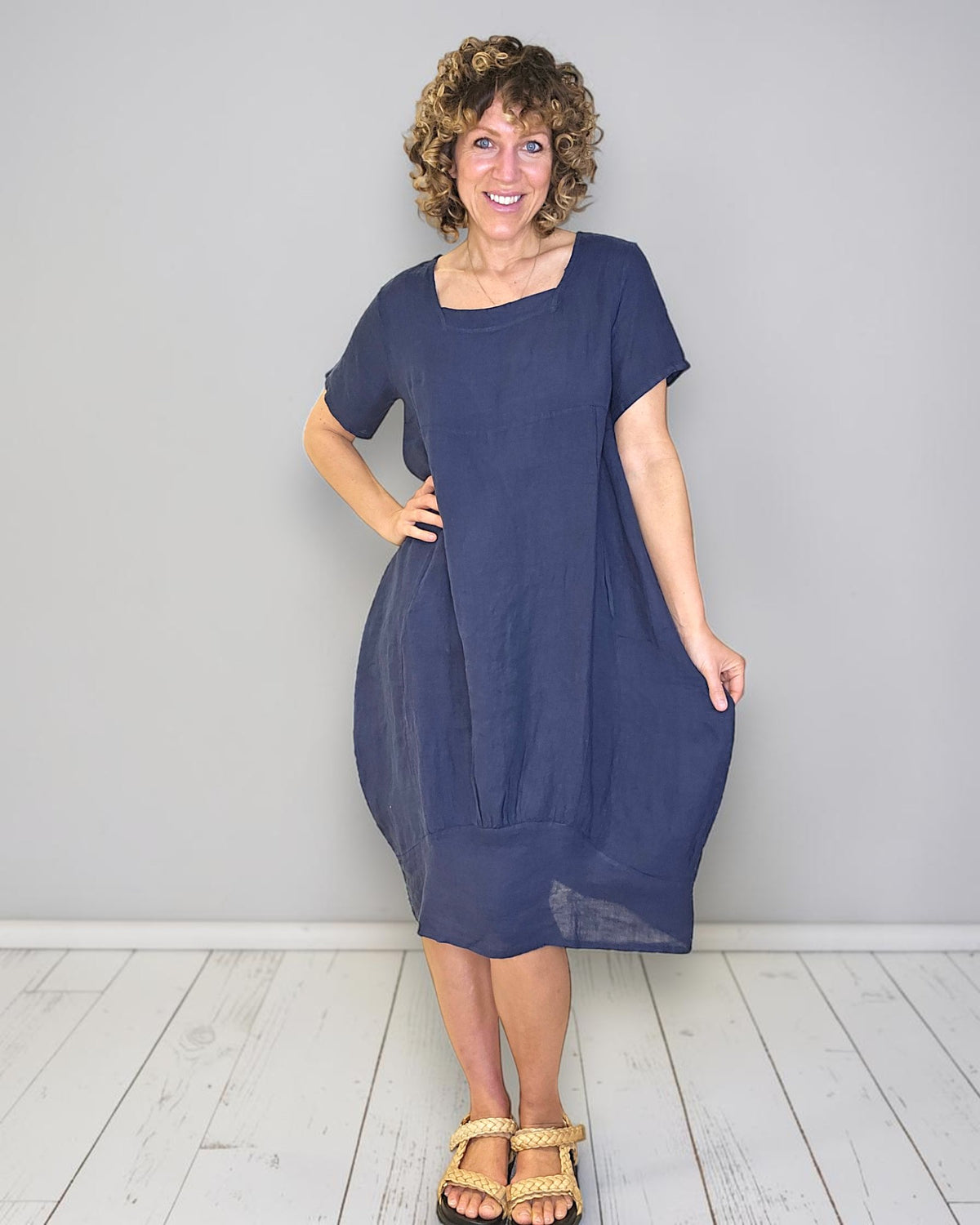 Navy Mid Sleeve Maxi