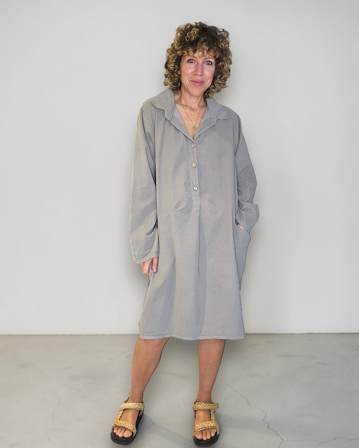 Mocha Corduroy Shirt Dress
