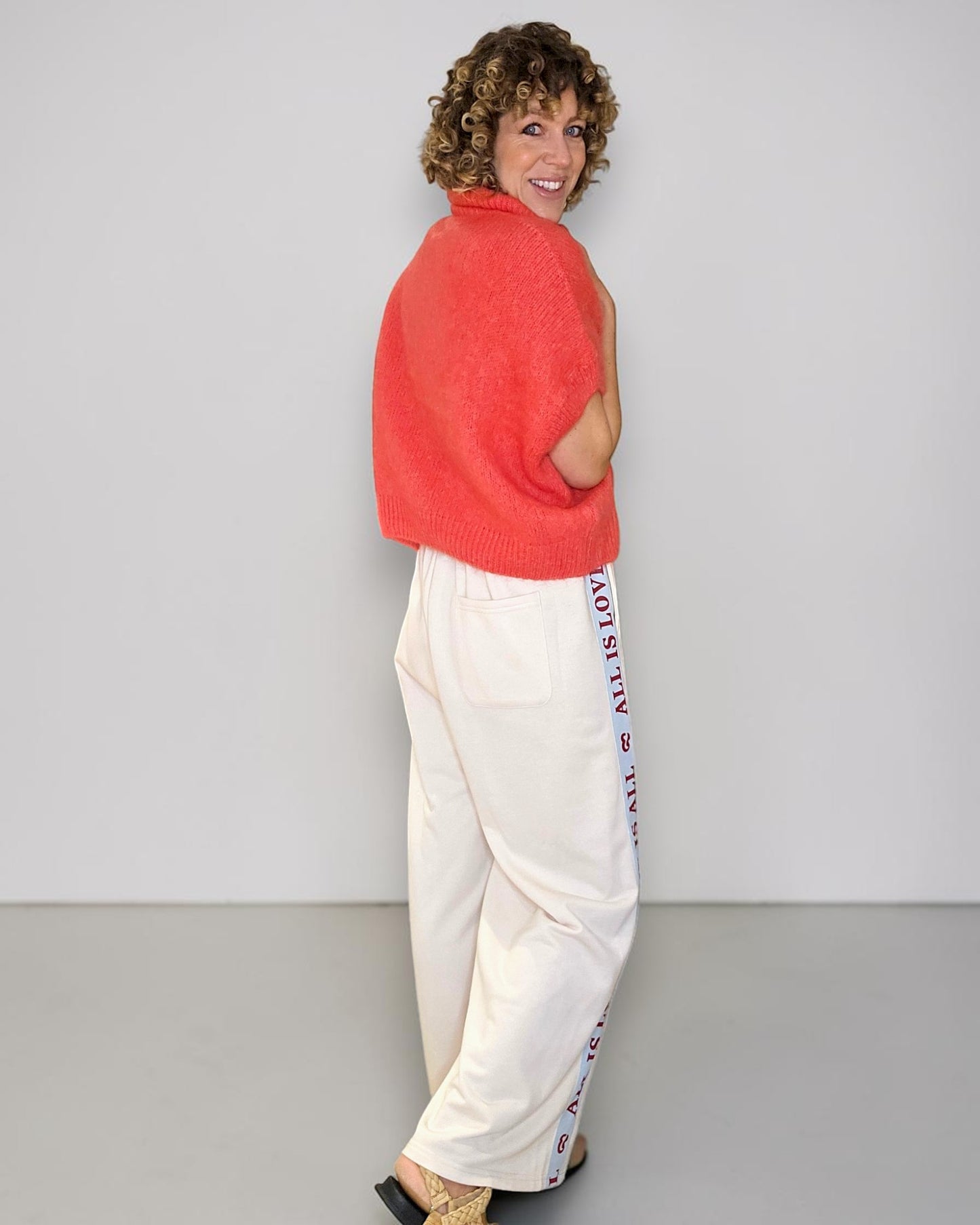 Bright Coral Collar Mohair Blend Vest
