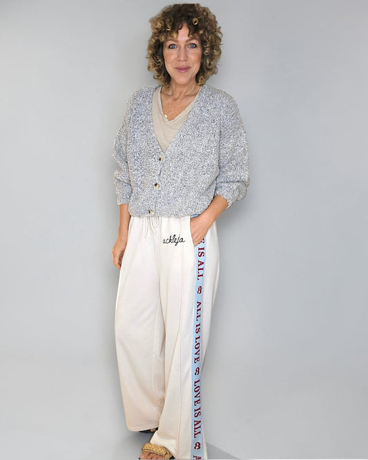 Cream Merle 2 tone Chenille Cropped Cardigan
