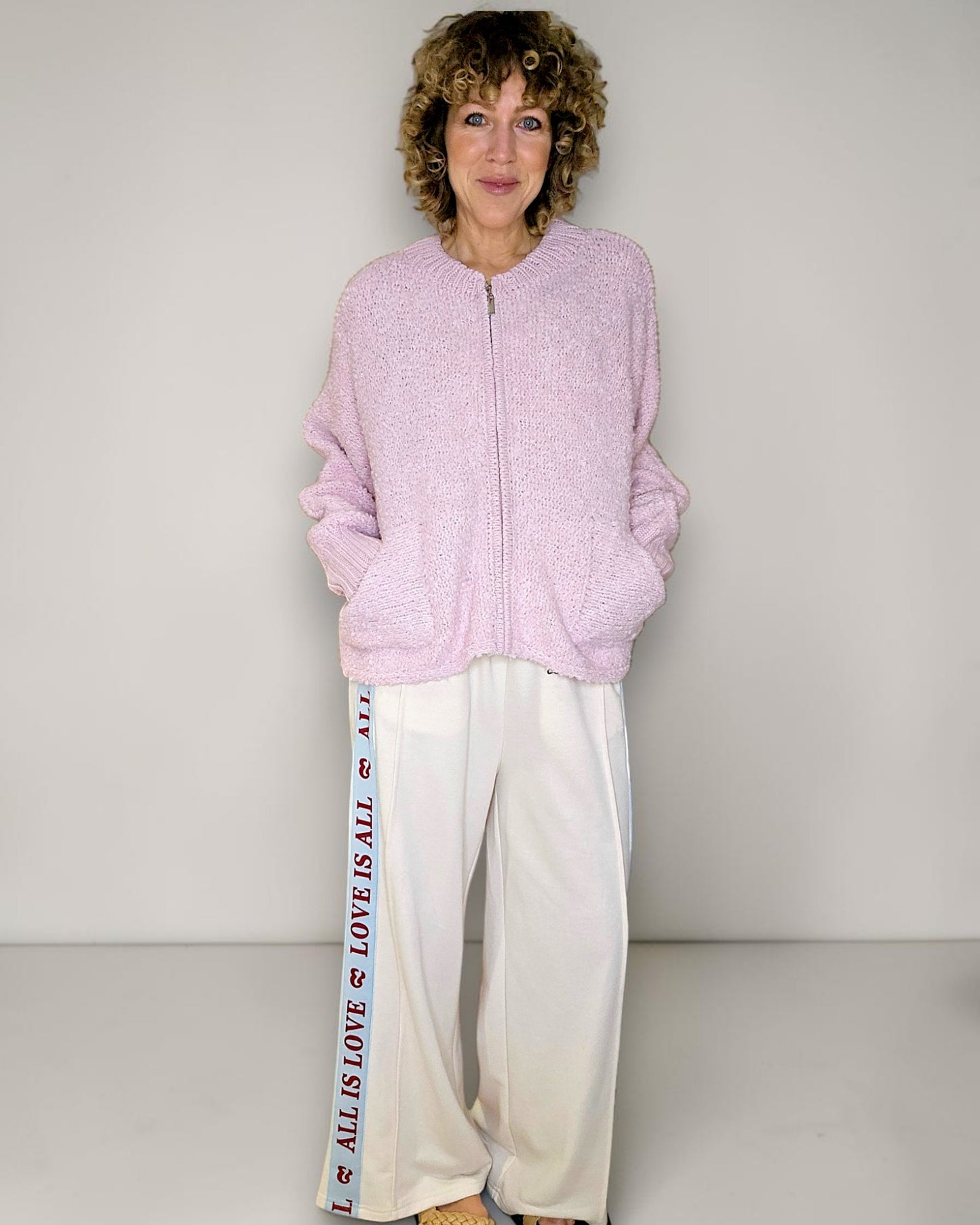 Baby Pink Chenille Zip Jkt