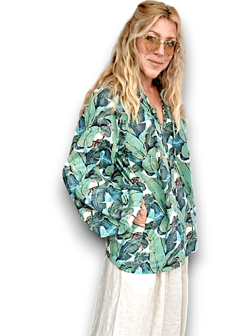 IDA IVY Pouf Sleeve Tunic-Monstera/Green image 8