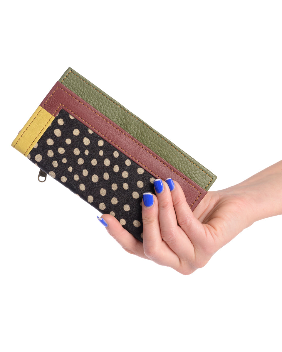 Mini Dots | Pale Yellow, Wine Black | Frame Leather Wallet