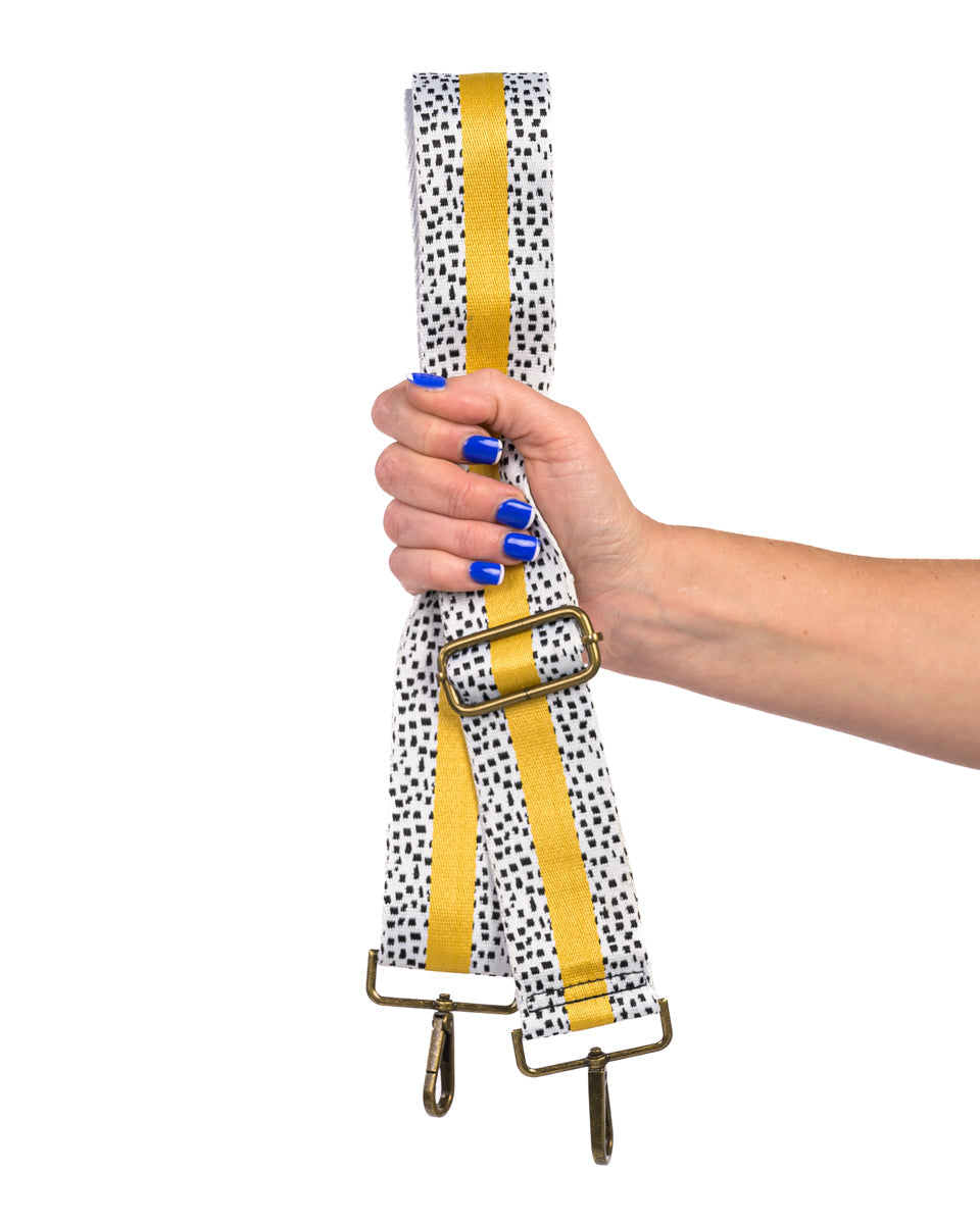 Mini Dot Mid Stripe | White, Yellow, Black & Gold | Bagstrap