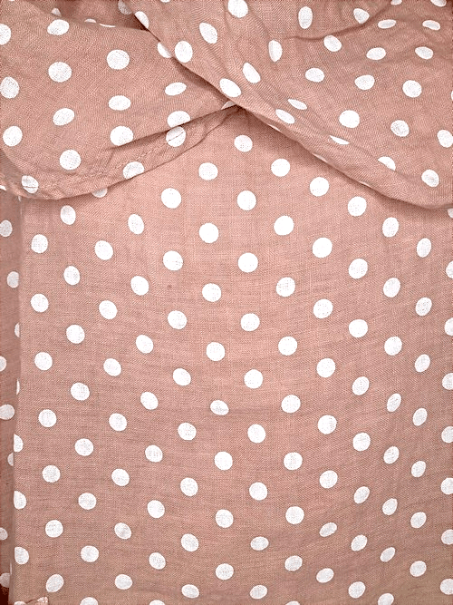 Baby Pink Polka Dot Split Collar Moku Top