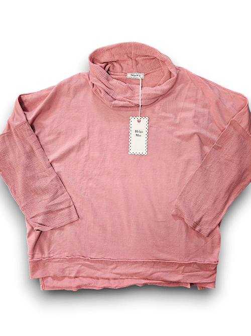 Berry Pink Plain Moku Cotton w details Sweater