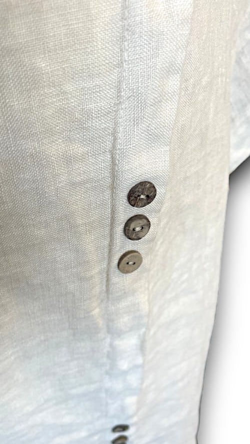 Natural Plain Linen Tee with Coconut Buttons