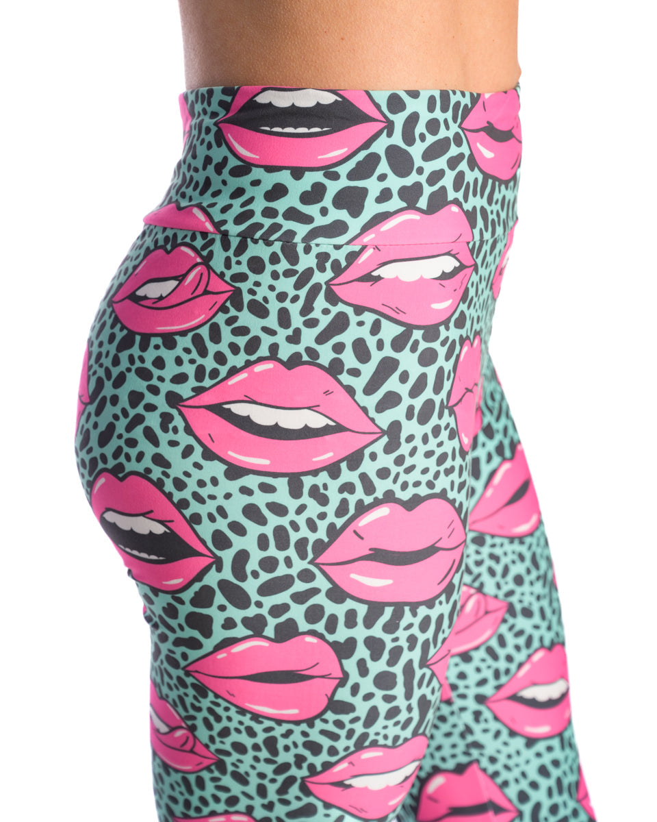80's Lips Turquoise Pink | Leggings