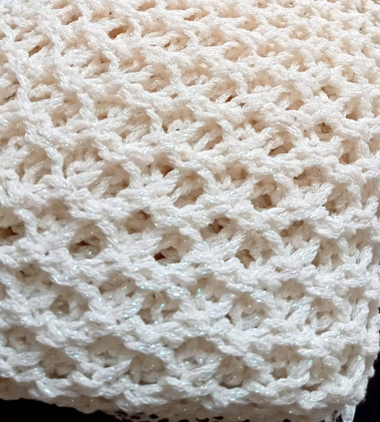 Cream Glitter Hollow Knit Poncho