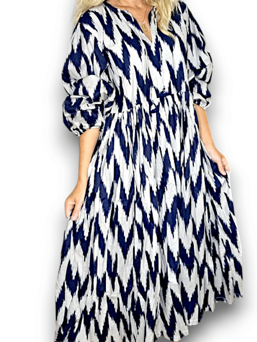 IDA IVY Pouf Sl Dress/Nvy Aztec image 4