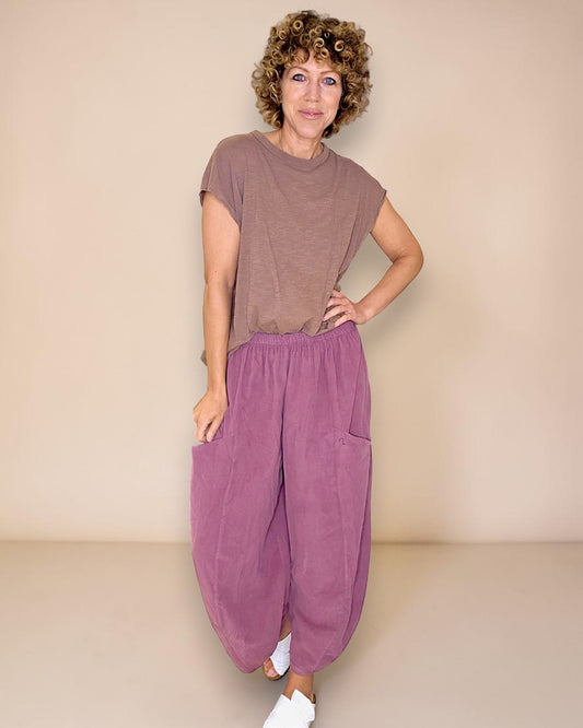 Berry Corduroy Barrel Pants