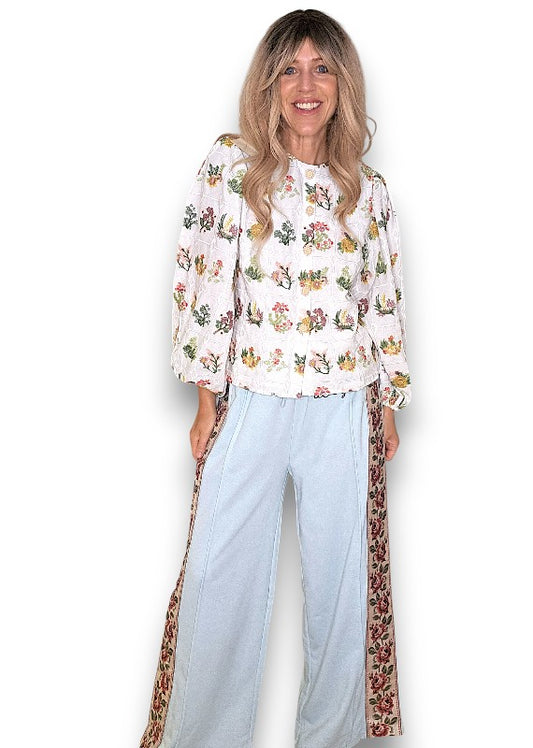 ACKLEJA Baby Blue Rose Trim Sweatpants image 1