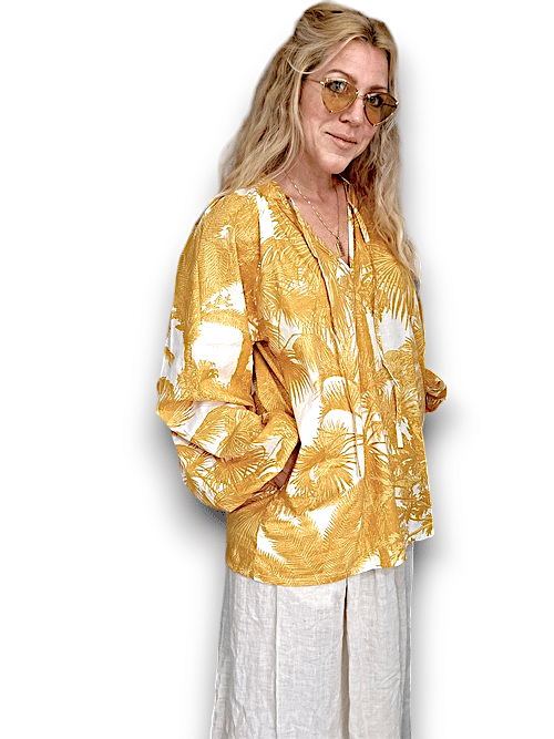 IDA IVY Pouf Sleeve Tunic-Palm Porcelain/Mus image 4