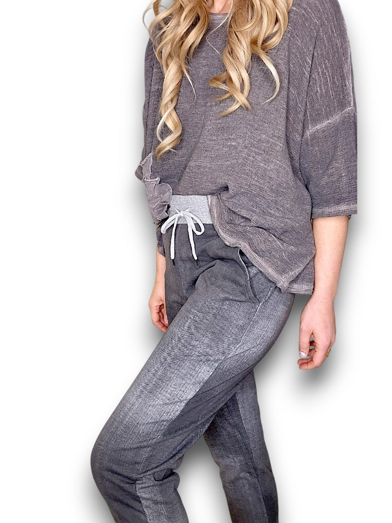 Plain Grey Denim Joggerss