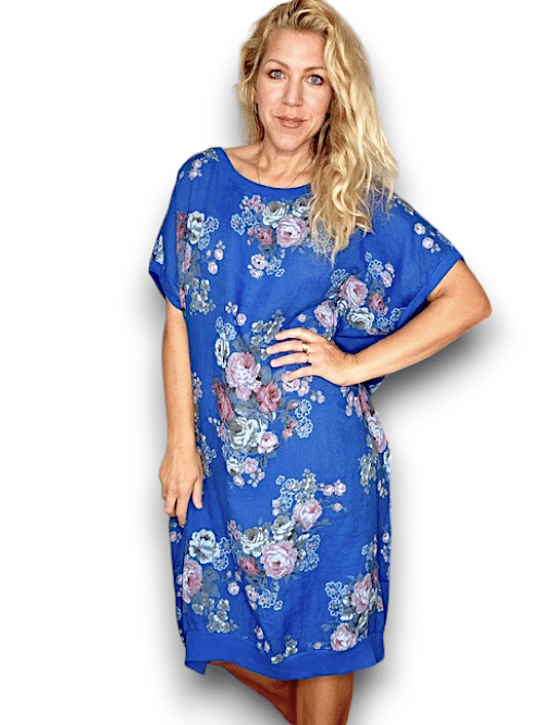 Cobalt High Tea Elastic Hem Dress