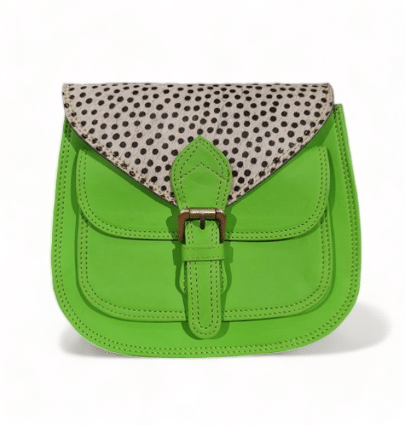 Freeda Boutique | Bright Green & Mini Dot | Leather Bag