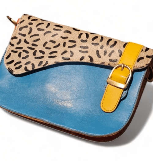 Hey Herbee Angler Leather Bag-AE1565 Teal-3 Line Print
