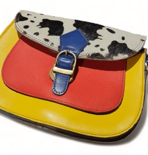 Hey Herbee Freeda Leather Bag-AE1923 Yellow-Tan Big Leopard