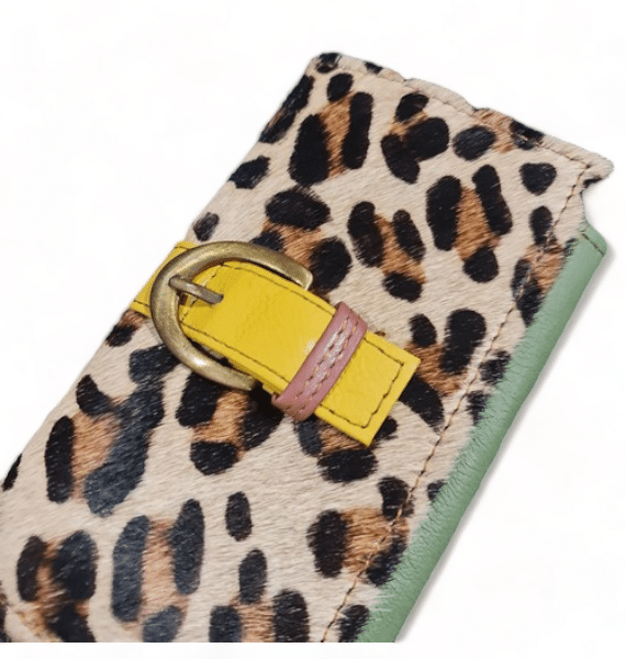 Hey Herbee Big Buckle Wallet-AE1601-Yellow Buckle/Leopard
