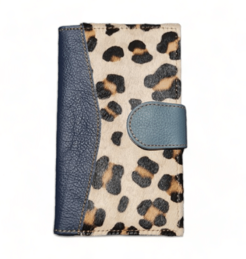Hey Herbee Ruby Leather Wallet-AE1649 Navy-Tan Big Leopard