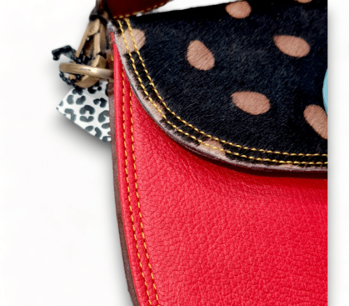 Hey Herbee Leather Bag-Mini Macbeth/Red/Blk Brwn Dot
