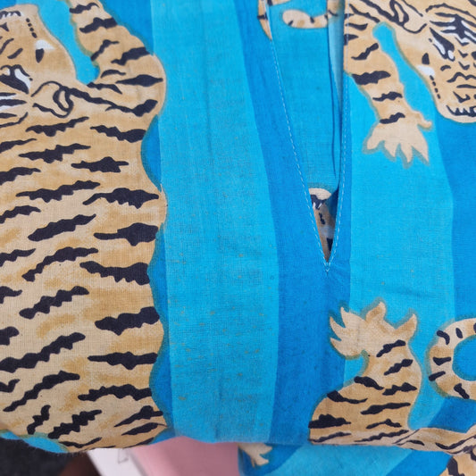 IDA IVY Pouf Sl Dress/Tiger Stripe/Turquoise