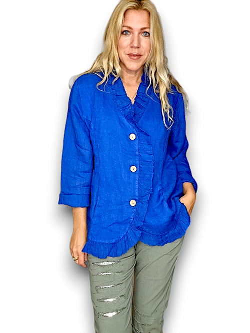 Cobalt Frill and Dandy Linen Jkt