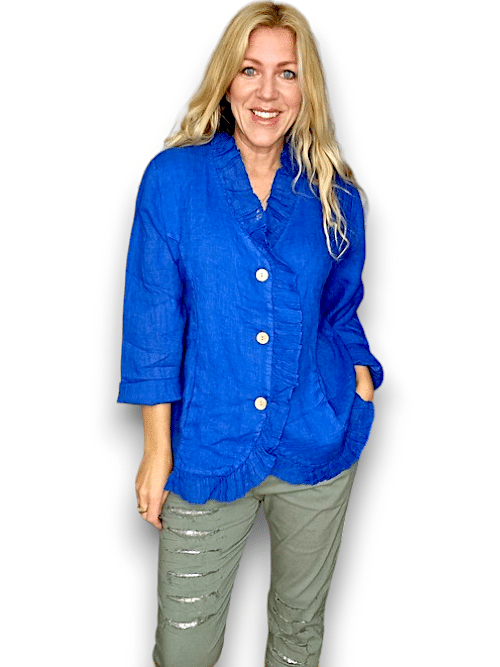 Cobalt Frill and Dandy Linen Jkt