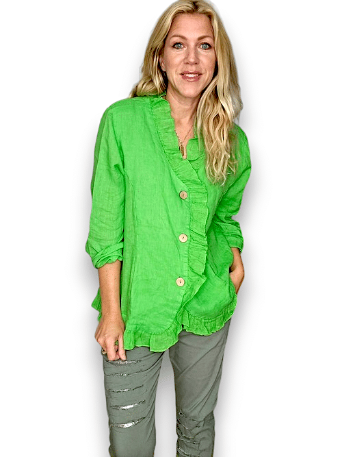 Fresh Green Frill and Dandy Linen Jkt