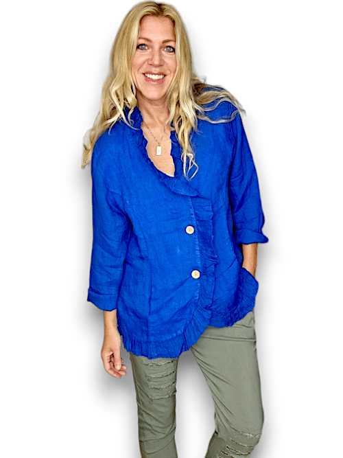 Cobalt Frill and Dandy Linen Jkt