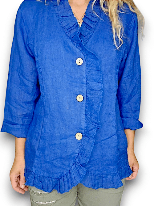 Cobalt Frill and Dandy Linen Jkt