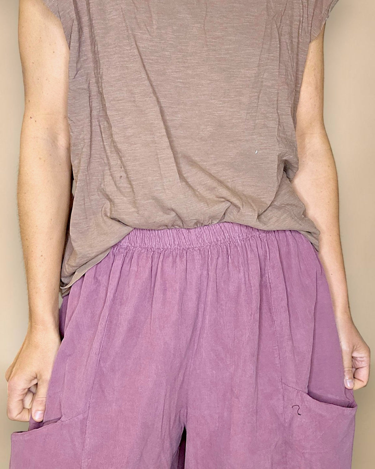 Berry Corduroy Barrel Pants
